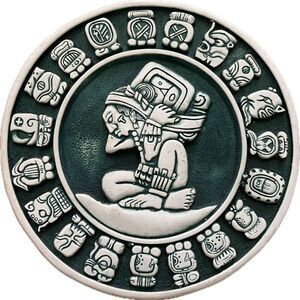 Mayan Aztec Calendar Resin Wall Hanging Green Vintage